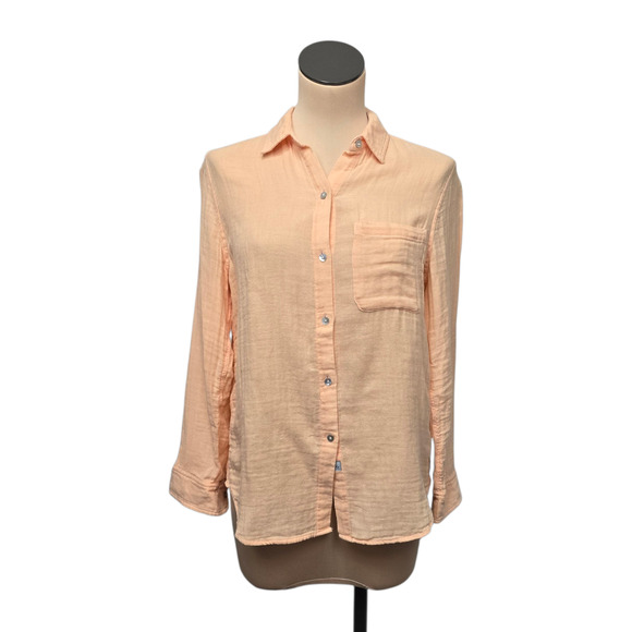 Rails Shirt Womens XS Melon Orange Ellis Button Up Pocket‎ Lightweight Gauze Top - Picture 1 of 10